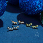 Tiny CZ Trio Stud Earrings in Sterling Silver, Silver, Gold or Rose Gold, Small CZ Earrings, Three CZ Earrings, Pebble Earrings