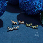 Tiny CZ Trio Stud Earrings in Sterling Silver, Silver, Gold or Rose Gold, Small CZ Earrings, Three CZ Earrings, Pebble Earrings