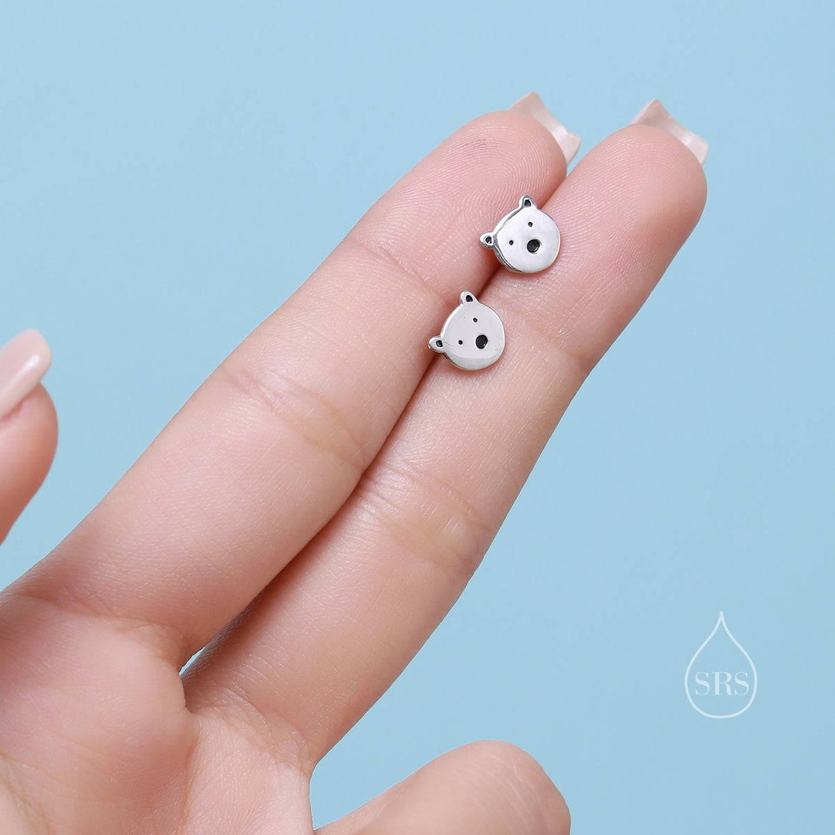 Sterling Silver Polar Bear Stud Earrings, Silver Polar Bear Earrings, Bear Earrings, Tiny Polar Bear Stud, Cute Polar Bear Stud Earrings