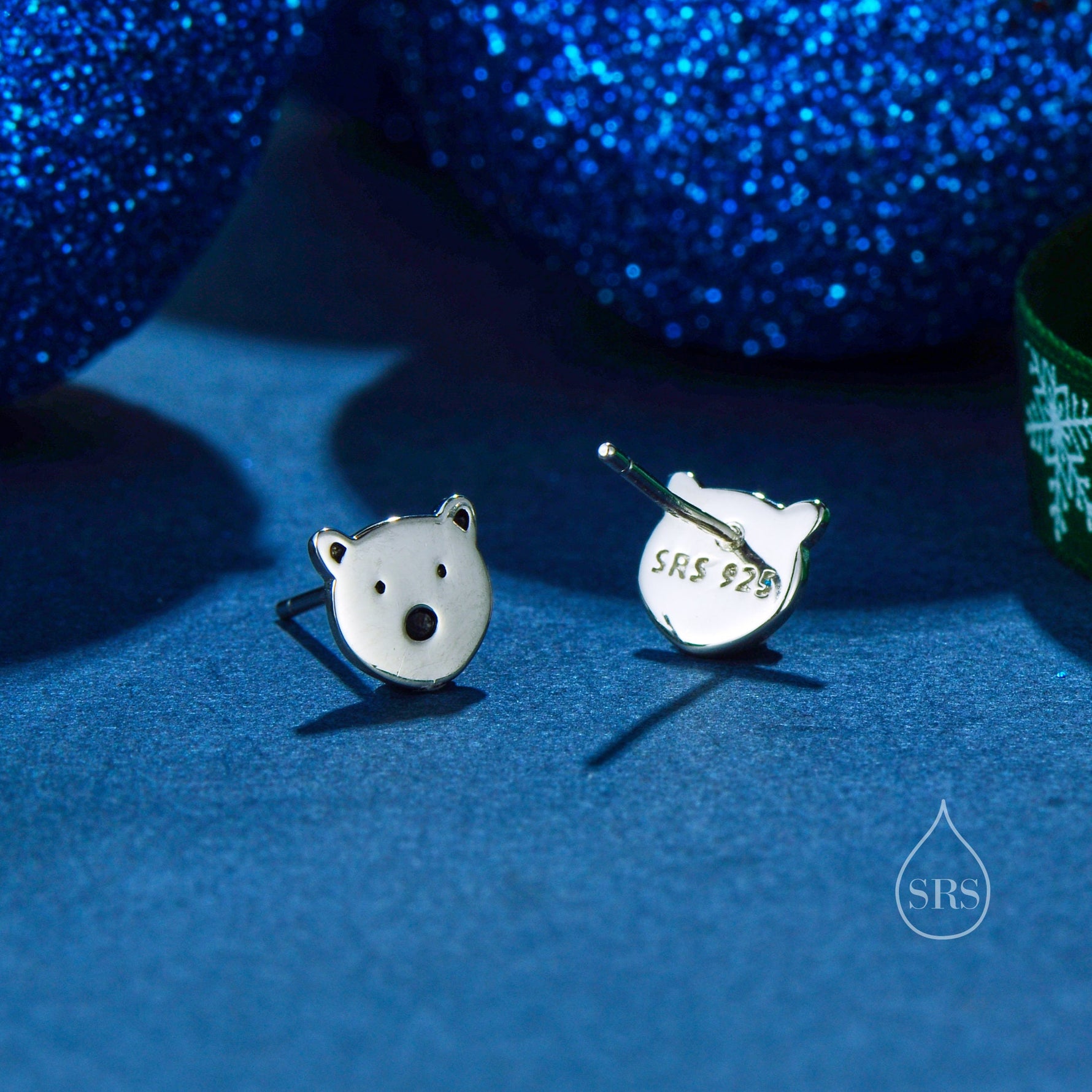 Sterling Silver Polar Bear Stud Earrings, Silver Polar Bear Earrings, Bear Earrings, Tiny Polar Bear Stud, Cute Polar Bear Stud Earrings