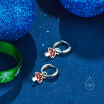 Dangling Mushroom Huggie Hoops in Sterling Silver, Silver or Gold , Mushroom Huggies, Mushroom Earrings, Detachable and Interchangeable