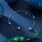 Floating Opal Bracelet in Sterling Silver, Blue Opal or White Opal, Silver or Gold, Satellite Bracelet, Solid Silver Bracelet