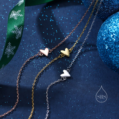 Extra Tiny Heart Bracelet in Sterling Silver, Silver or Gold or Rose Gold, Small Heart Bracelet, Silver Heart Bracelet