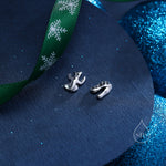 Mismatched Dinosaur Fossil Stud Earrings in Sterling Silver, Oxidised Finish