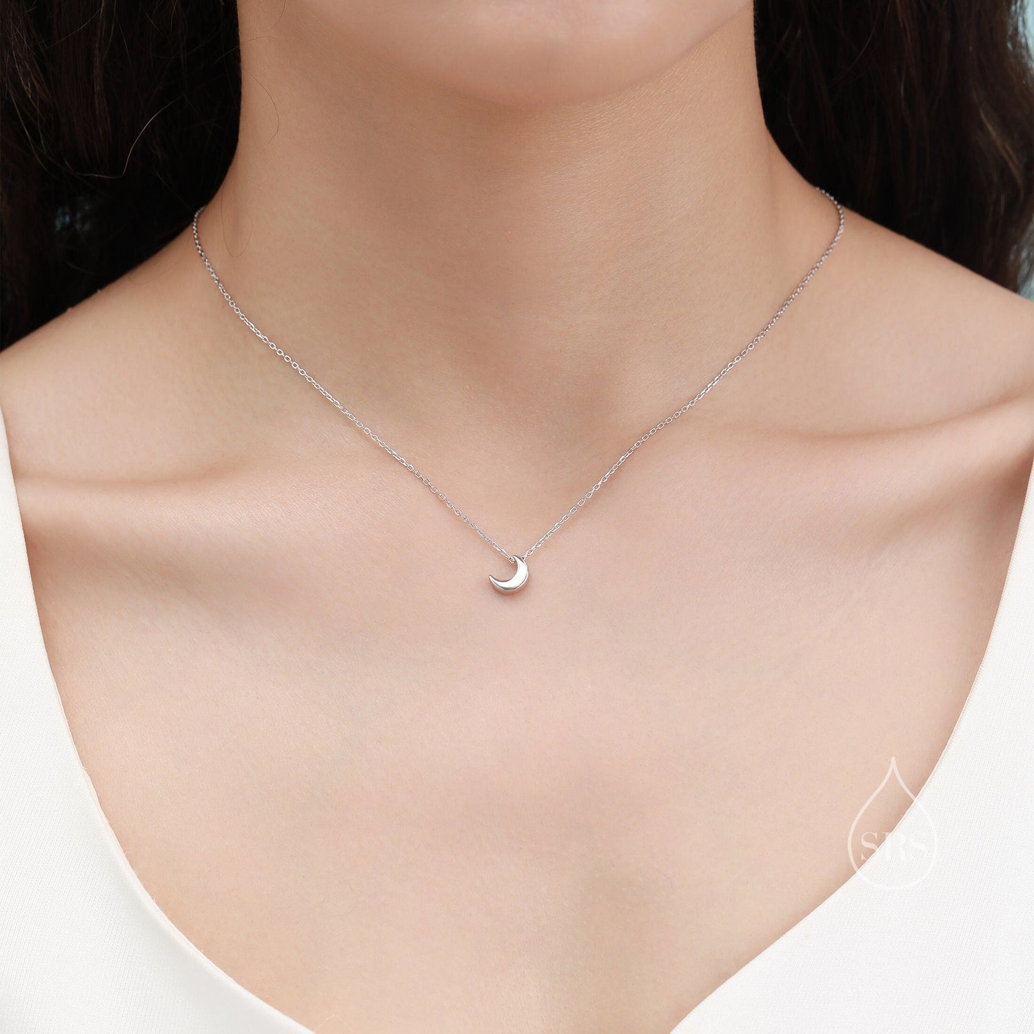 Extra Tiny Sterling Silver Little Crescent Moon Pendant Necklace, Silver or Gold, Celestial Jewellery