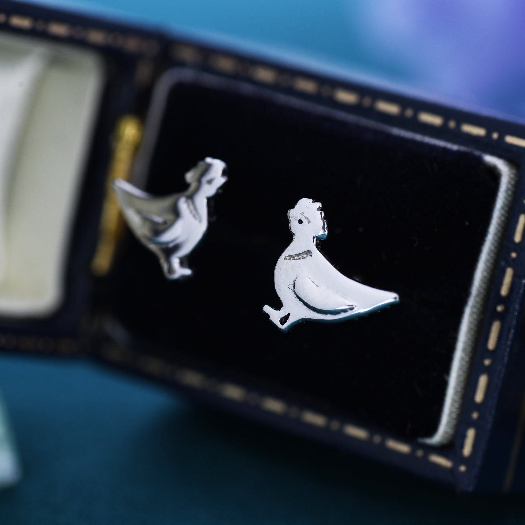 Chicken Stud Earrings in Sterling Silver, Nature Inspired Bird Earrings, Farm Animal Earrings