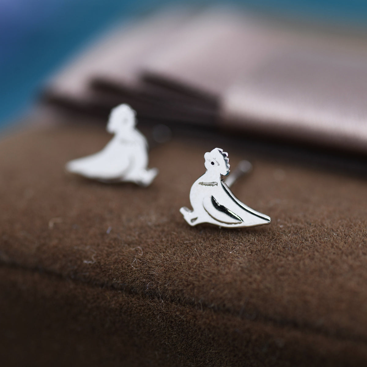 Chicken Stud Earrings in Sterling Silver, Nature Inspired Bird Earrings, Farm Animal Earrings