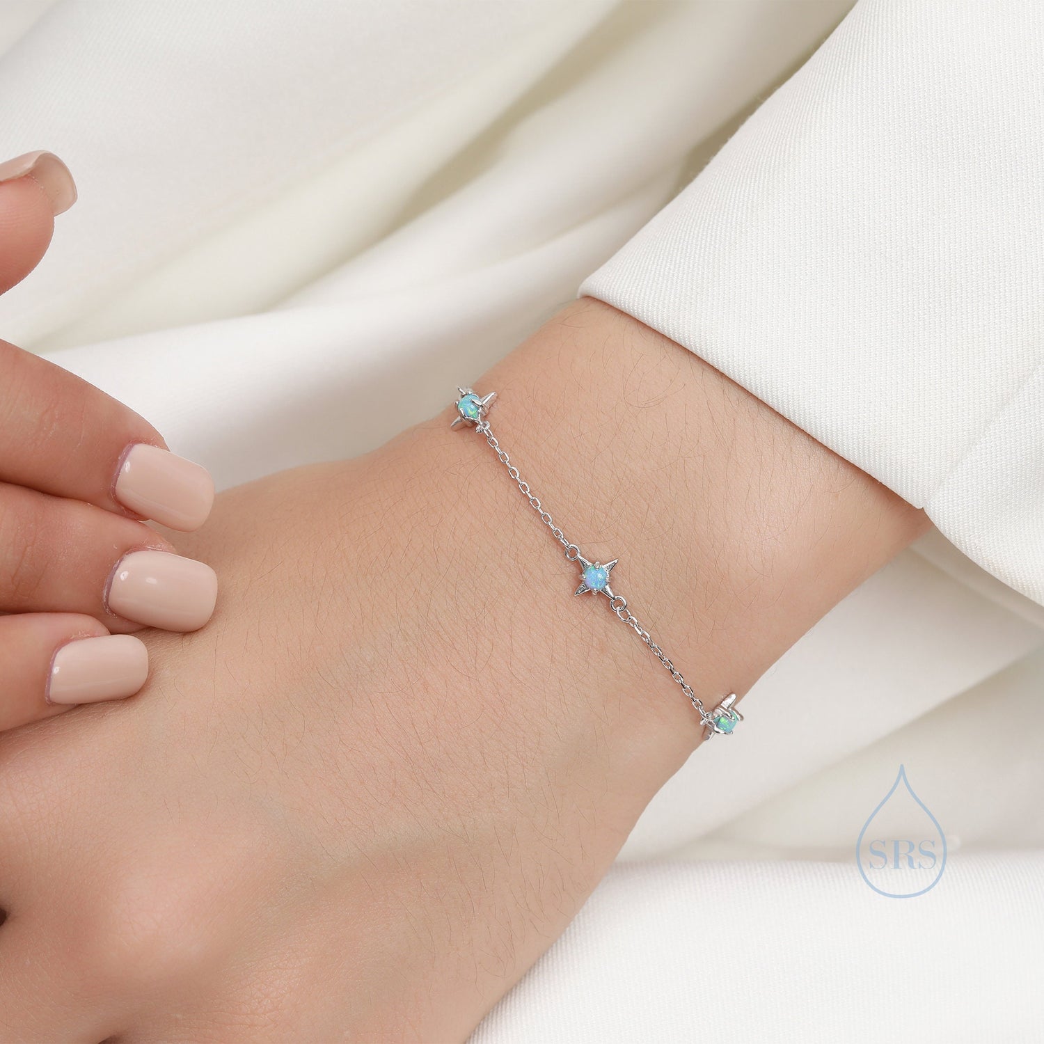 Opal & Moonstone Starburst Trio Charm Bracelet