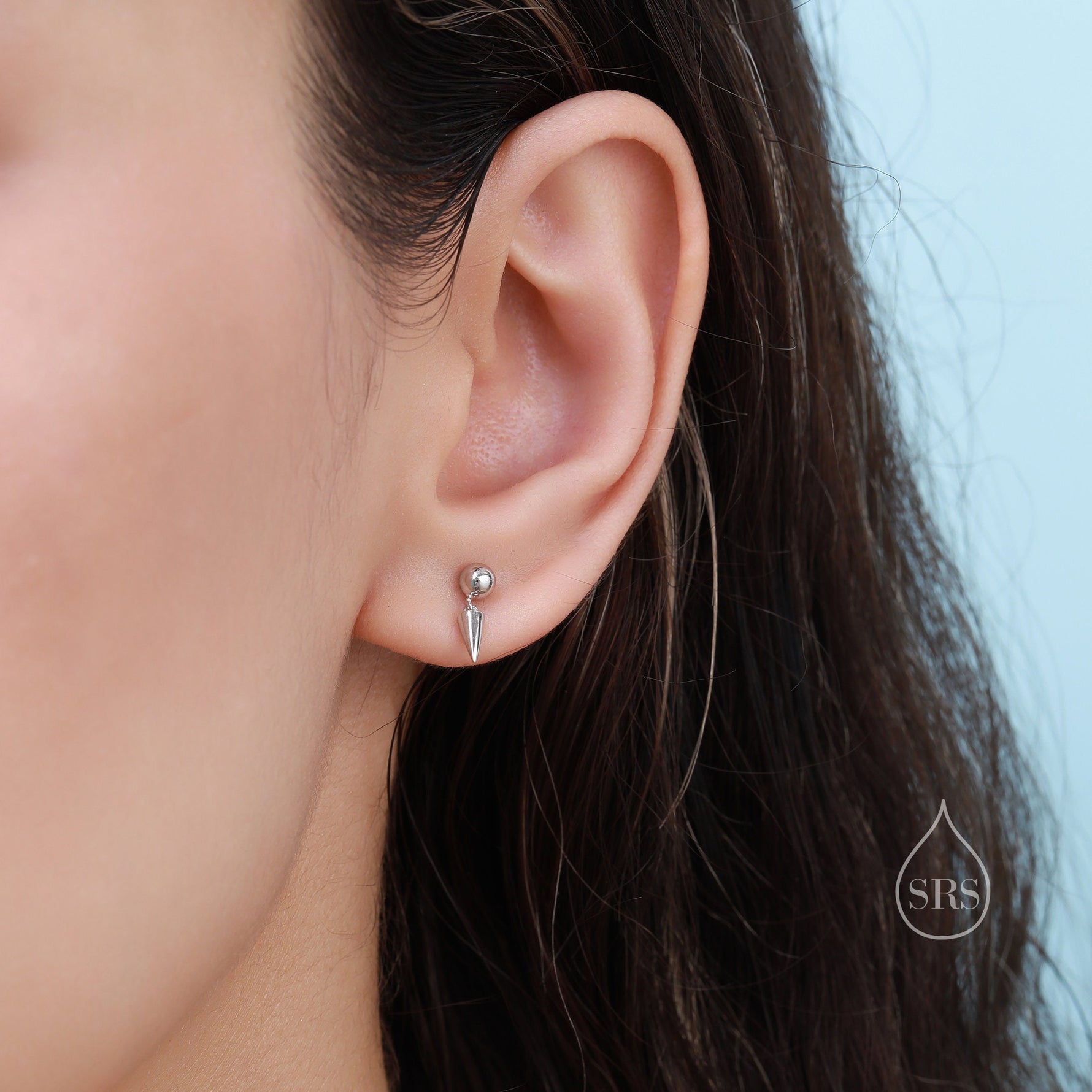 Tiny Dangling Spike Stud Earrings in Sterling Silver, Silver, Gold or Rose Gold, Small Dagger Earrings, Spike Earrings