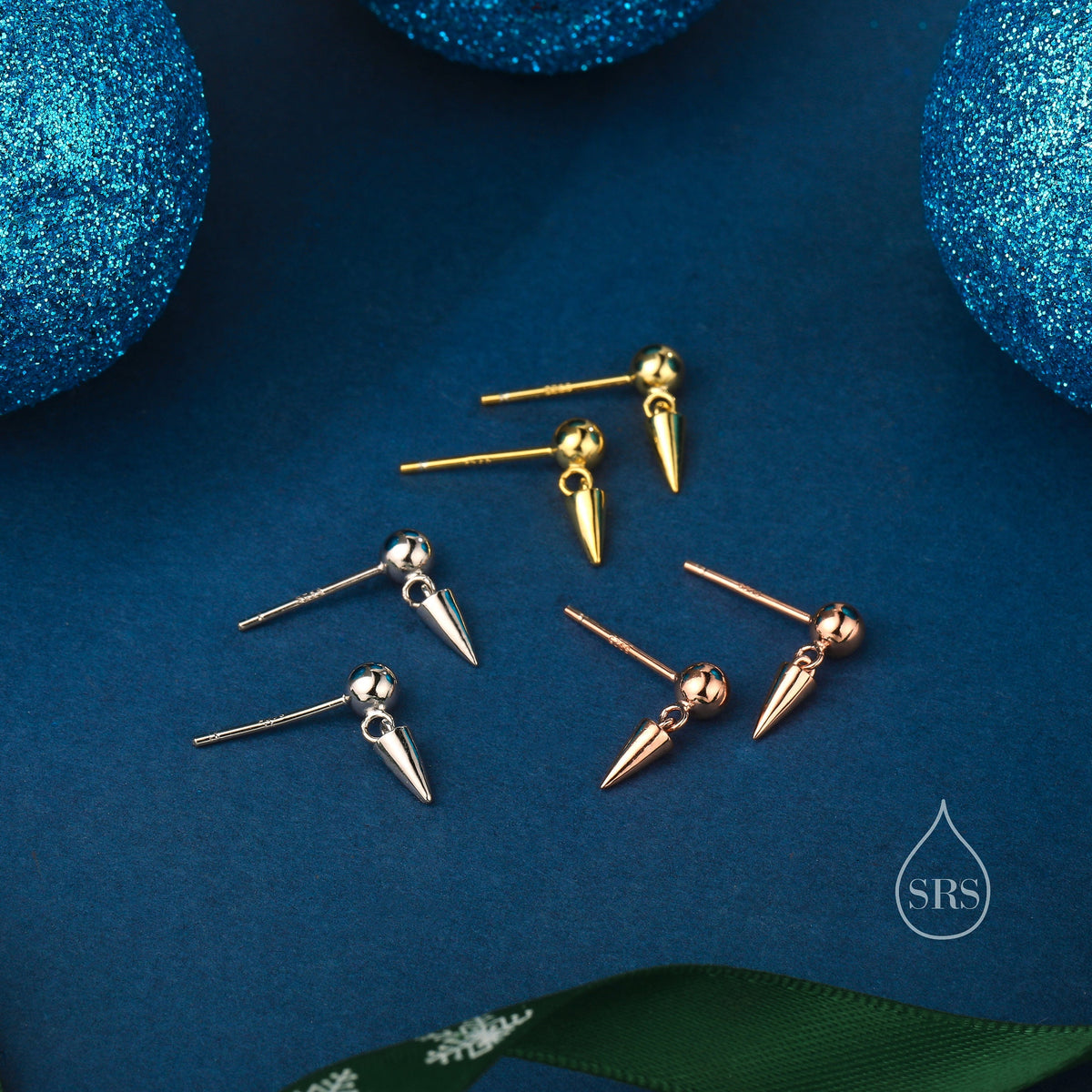 Tiny Dangling Spike Stud Earrings in Sterling Silver, Silver, Gold or Rose Gold, Small Dagger Earrings, Spike Earrings