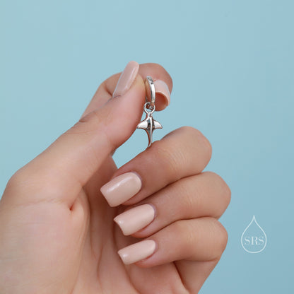 Mismatched Manta Ray Fish and Jellyfish Huggie Hoop Earrings, Asymmetric Stingray and Jellyfish Dangle Hoop Earrings, Fish Dangle Earrings