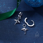Sterling Silver Manta Ray Fish Huggie Hoop Earrings, Stingray Dangle Hoop Earrings, Dainty Fish Dangle Earrings