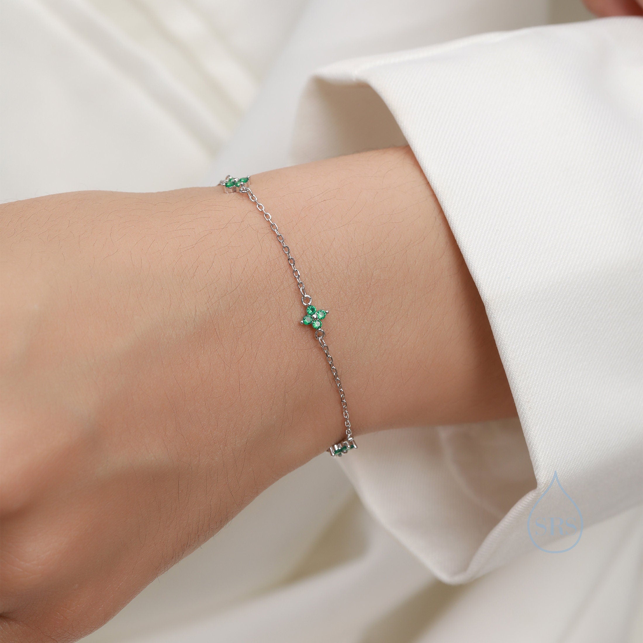 Hydrangea floral bracelet in colored hotsell silver