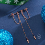 Dangling Spike Chain Drop Stud Earrings in Sterling Silver, Available in Silver, Gold or Rose Gold, Spike Dangle Earrings, Chain Earrings