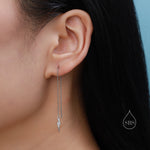 Sterling Silver Tiny CZ Lightning Bolt Ear Threaders, Lightning Bolt Threader Earrings, Dainty Dangle Earrings, Bolt Earrings