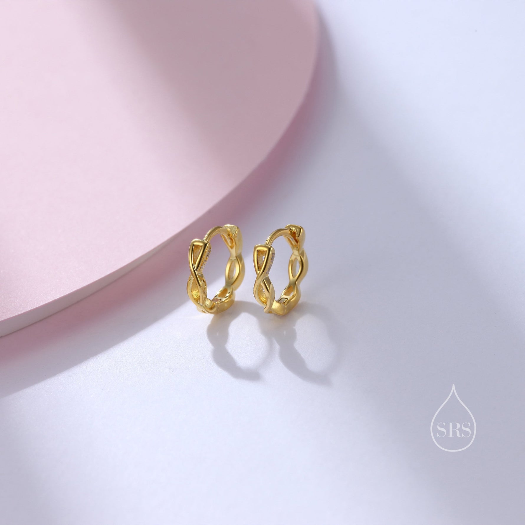 Sterling Silver Delicate Braided Huggie Hoops, Mini Twist Hoops, Intertwining Hoop Earrings, Dainty Huggie Hoops Earrings, Mobius Hoops