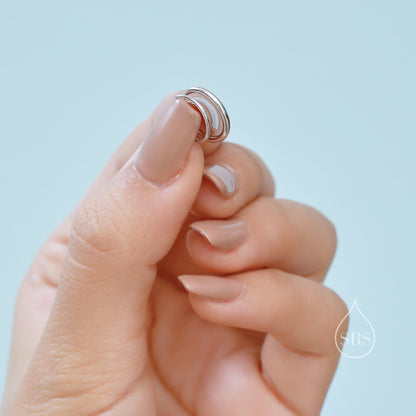 Single Piercing Spiral Hoop Earrings In Sterling Silver, Silver, Gold or Rose Gold, Minimalist Spiral Earrings