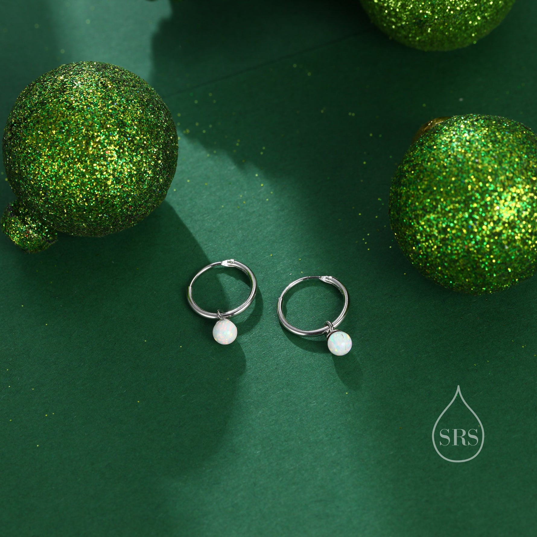 Sterling Silver Extra Skinny Opal Huggie Hoops, White Opal or Blue Opal or Purple Hoop, Opal Infinity Hoops Earrings, Opal Earrings