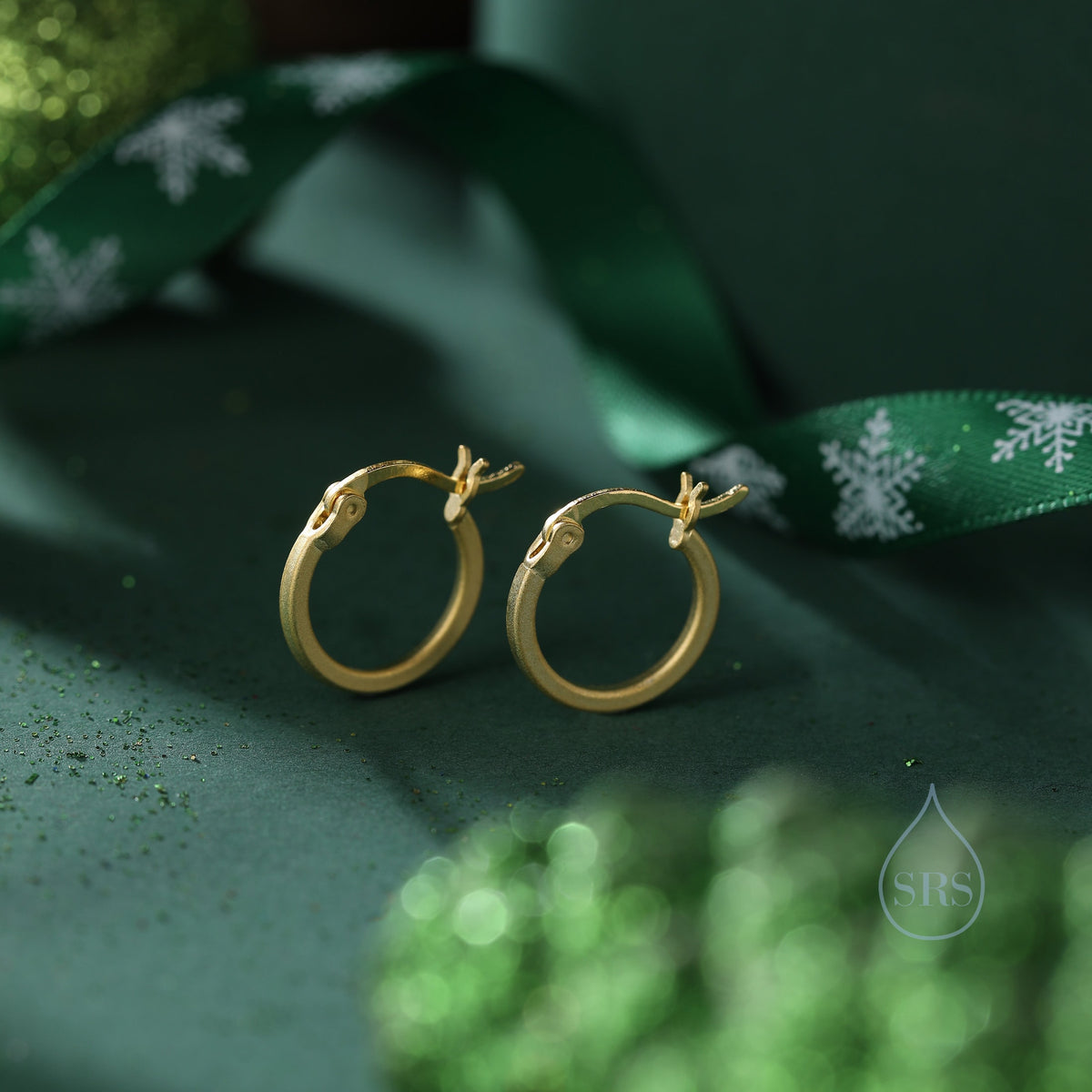 Sterling Silver Matte Finish Huggie Hoops, Matte Hoops, Silver or Gold, 8mm or 10mm, Dainty Huggie Hoops Earrings