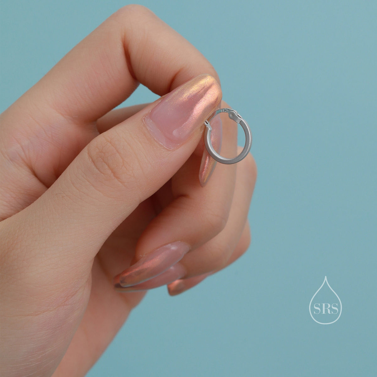 Sterling Silver Matte Finish Huggie Hoops, Matte Hoops, Silver or Gold, 8mm or 10mm, Dainty Huggie Hoops Earrings
