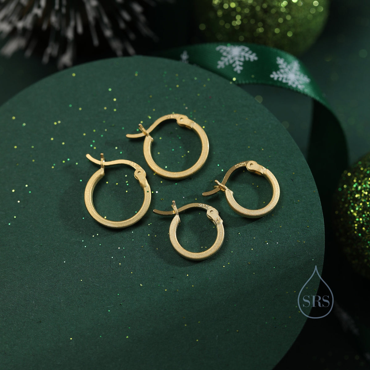 Sterling Silver Matte Finish Huggie Hoops, Matte Hoops, Silver or Gold, 8mm or 10mm, Dainty Huggie Hoops Earrings