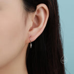 Sterling Silver Tiny Spike Huggie Hoops, Silver or Gold, Small Dangle Cone Spike Hoop Earrings, Geometric Minimalist Earrings