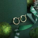 Sterling Silver Diamond Cut Huggie Hoops, Textured Faceted Hoops, Silver or Gold, 8mm or 10mm, Dainty Huggie Hoops Earrings