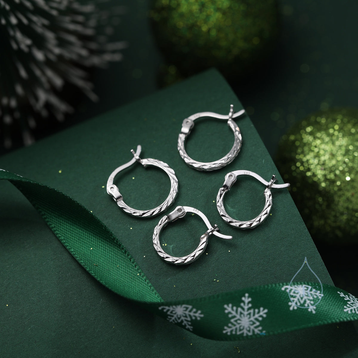 Sterling Silver Diamond Cut Huggie Hoops, Textured Faceted Hoops, Silver or Gold, 8mm or 10mm, Dainty Huggie Hoops Earrings