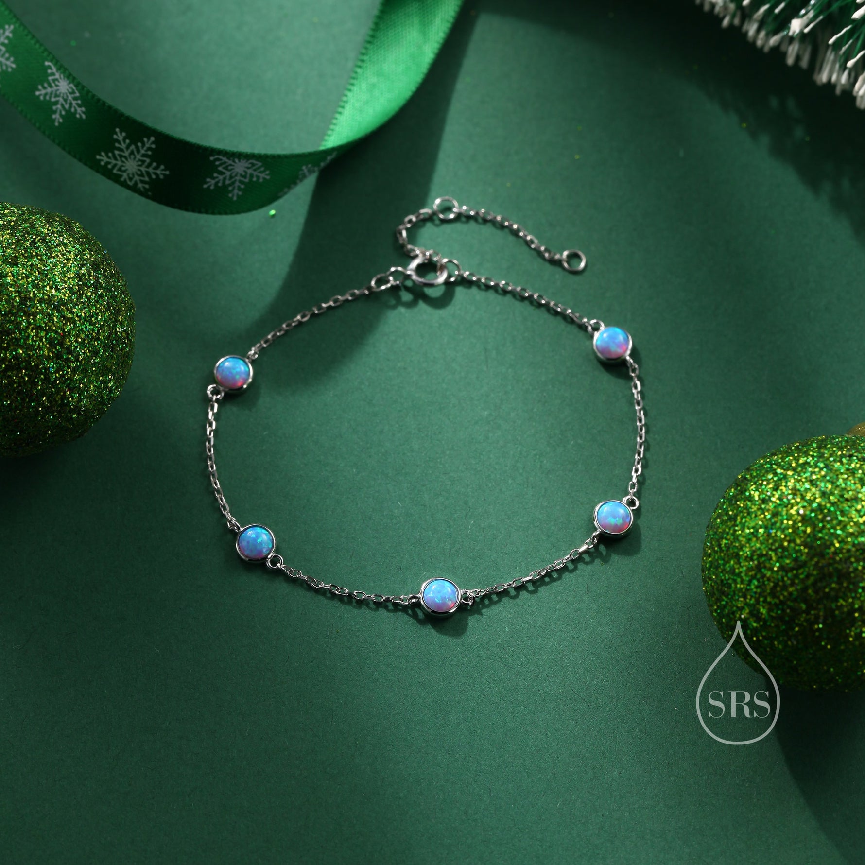 Delicate Opal Bracelet in Sterling Silver, Available in Blue Opal or White Opal, Silver or Gold, Silver Opal Bracelet