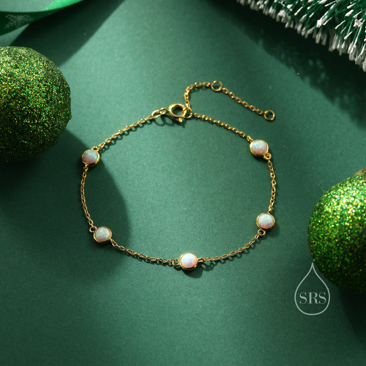 Delicate Opal Bracelet in Sterling Silver, Available in Blue Opal or White Opal, Silver or Gold, Silver Opal Bracelet