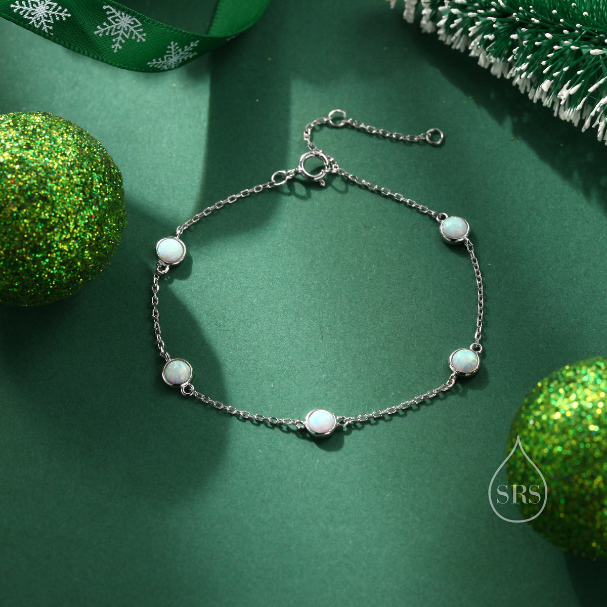 Delicate Opal Bracelet in Sterling Silver, Available in Blue Opal or White Opal, Silver or Gold, Silver Opal Bracelet