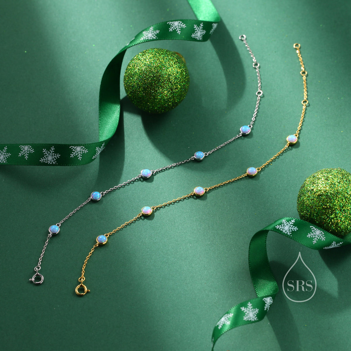 Delicate Opal Bracelet in Sterling Silver, Available in Blue Opal or White Opal, Silver or Gold, Silver Opal Bracelet