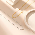 CZ Trio Necklace in Sterling Silver, Silver or Gold, Emerald Green or Clear Three CZ Satellite Crystal Necklace, Solid Silver Necklace