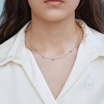 CZ Trio Necklace in Sterling Silver, Silver or Gold, Emerald Green or Clear Three CZ Satellite Crystal Necklace, Solid Silver Necklace