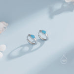 Delicate Opal Droplet Huggie Hoop Earrings in Sterling Silver, Silver or Gold, Blue or White Pear Shape Opal, Tiny Opal Hoop Earrings