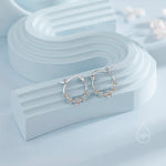Forget Me Not Flower Cluster Hoop Earrings in Sterling Silver, Flower Bouquet Hoops