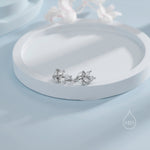 CZ Leaf Huggie Hoop Earrings in Sterling Silver, Silver or Gold or Rose Gold, Clear CZ or Green CZ Hoop Earrings