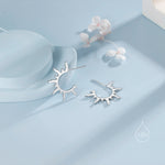 Sun Burst Hoop Earrings in Sterling Silver, Sun Ray Hoops, Sunburst Hoop Earrings, Sun Earrings