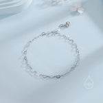 Heart Link Bracelet in Sterling Silver, Delicate Heart Infinity Bracelet, Silver or Gold, Heart Chain, Heart Charm Bracelet