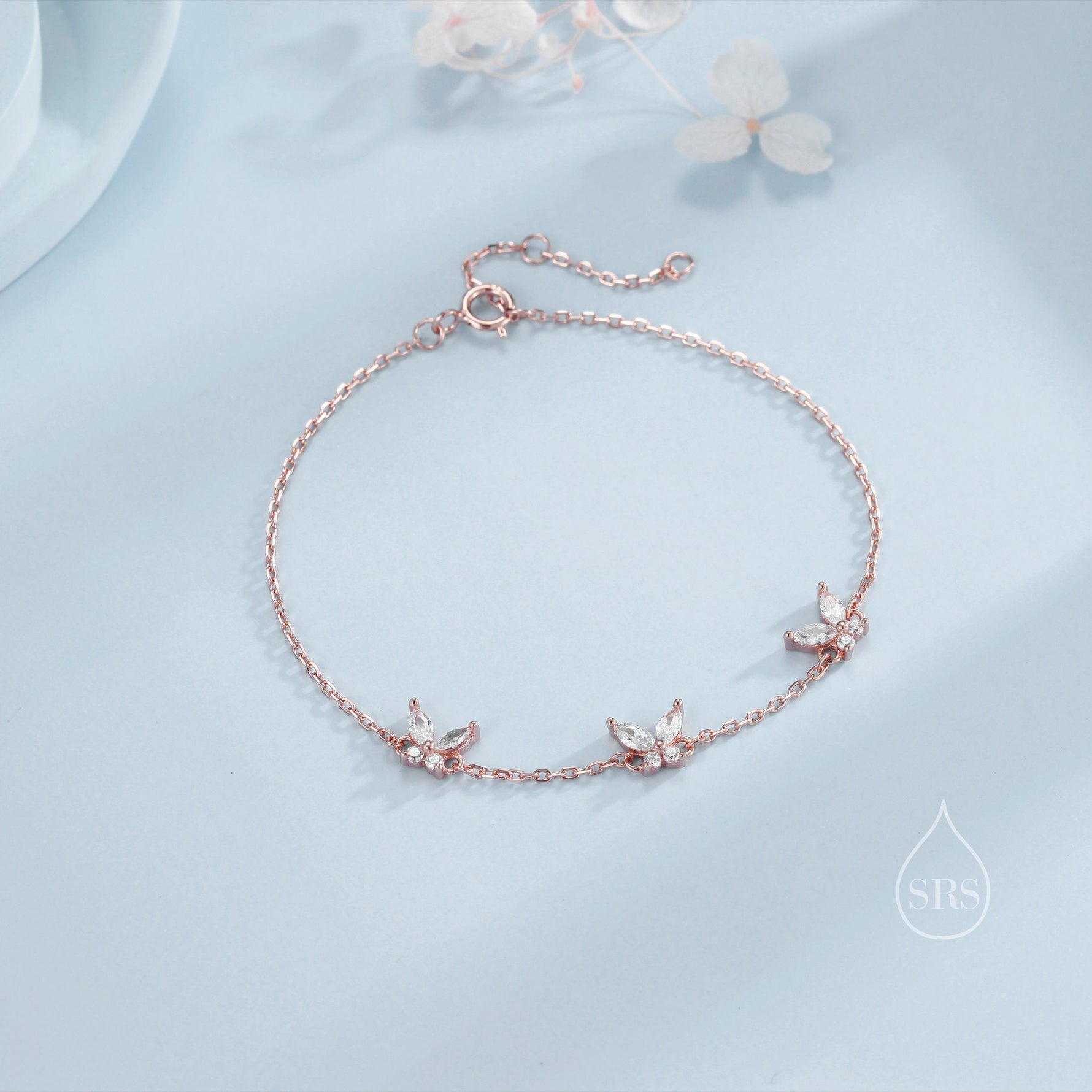 Butterfly Motif Bracelet in Sterling Silver, Silver, Gold or Rose Gold, Butterfly Bracelet, Butterfly Jewellery, CZ Butterfly Bracelet
