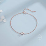 Extra Tiny CZ Bracelet in Sterling Silver, Silver or Gold or Rose Gold, Single CZ Bracelet, Tiny Delicate Bracelet