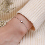 Extra Tiny CZ Bracelet in Sterling Silver, Silver or Gold or Rose Gold, Single CZ Bracelet, Tiny Delicate Bracelet