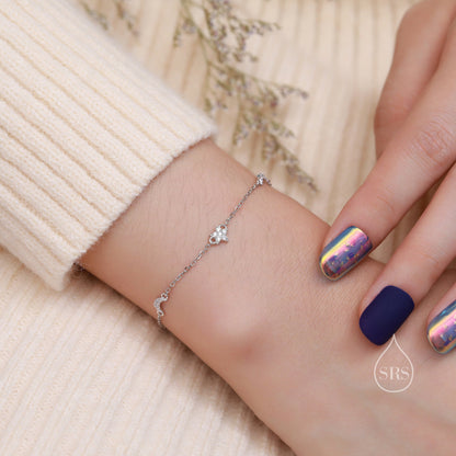 CZ Moon and Star Motif Bracelet in Sterling Silver, Silver, Gold or Rose Gold, Star Bracelet, Star Jewellery, CZ Star Bracelet