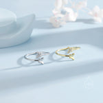Double Butterfly Open Ring in Sterling Silver, Adjustable, Butterfly Ring, Open Ring, Butterfly CZ Ring