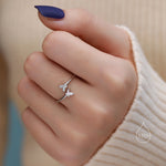 Double Butterfly Open Ring in Sterling Silver, Adjustable, Butterfly Ring, Open Ring, Butterfly CZ Ring