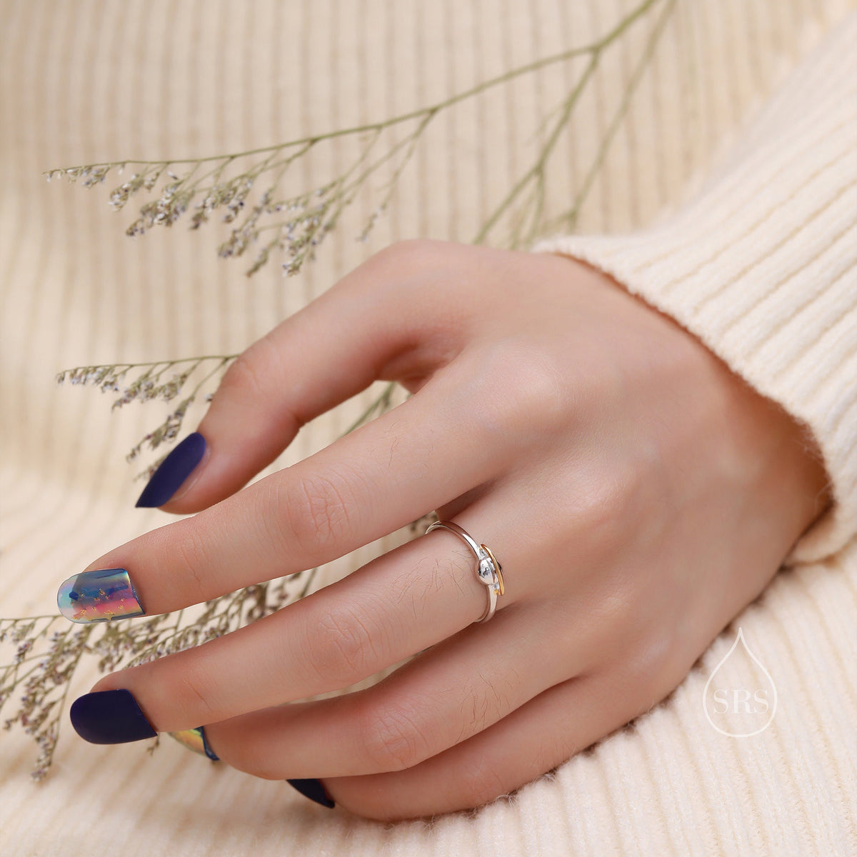 Sterling Silver Planet Ring, Adjustable Size, Saturn Planet Ring, Dainty and Delicate