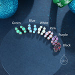 Tiny Blue Opal Trio Stud Earrings in Sterling Silver, Silver or Gold, Three Opal Earrings, Opal Stud, Small Opal Earrings