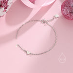 Extra Small Heart Bracelet in Sterling Silver, Small Heart Bracelet, Silver Heart Bracelet
