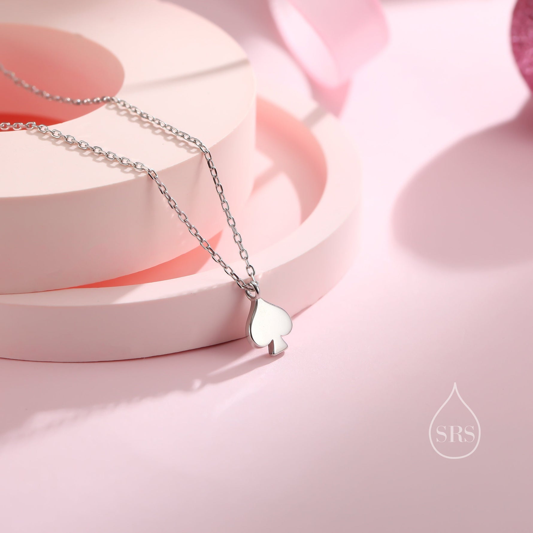 Tiny Spade Pendant Necklace in Sterling Silver, Playing Card Necklace, Poker Necklace, Hearts, Spades, Diamonds and Clubs Necklace