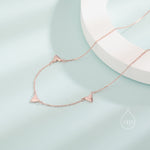 Triple Heart Necklace in Sterling Silver, Tiny Three Heart Necklace, Silver, Gold or Rose Gold, Heart Charm Necklace